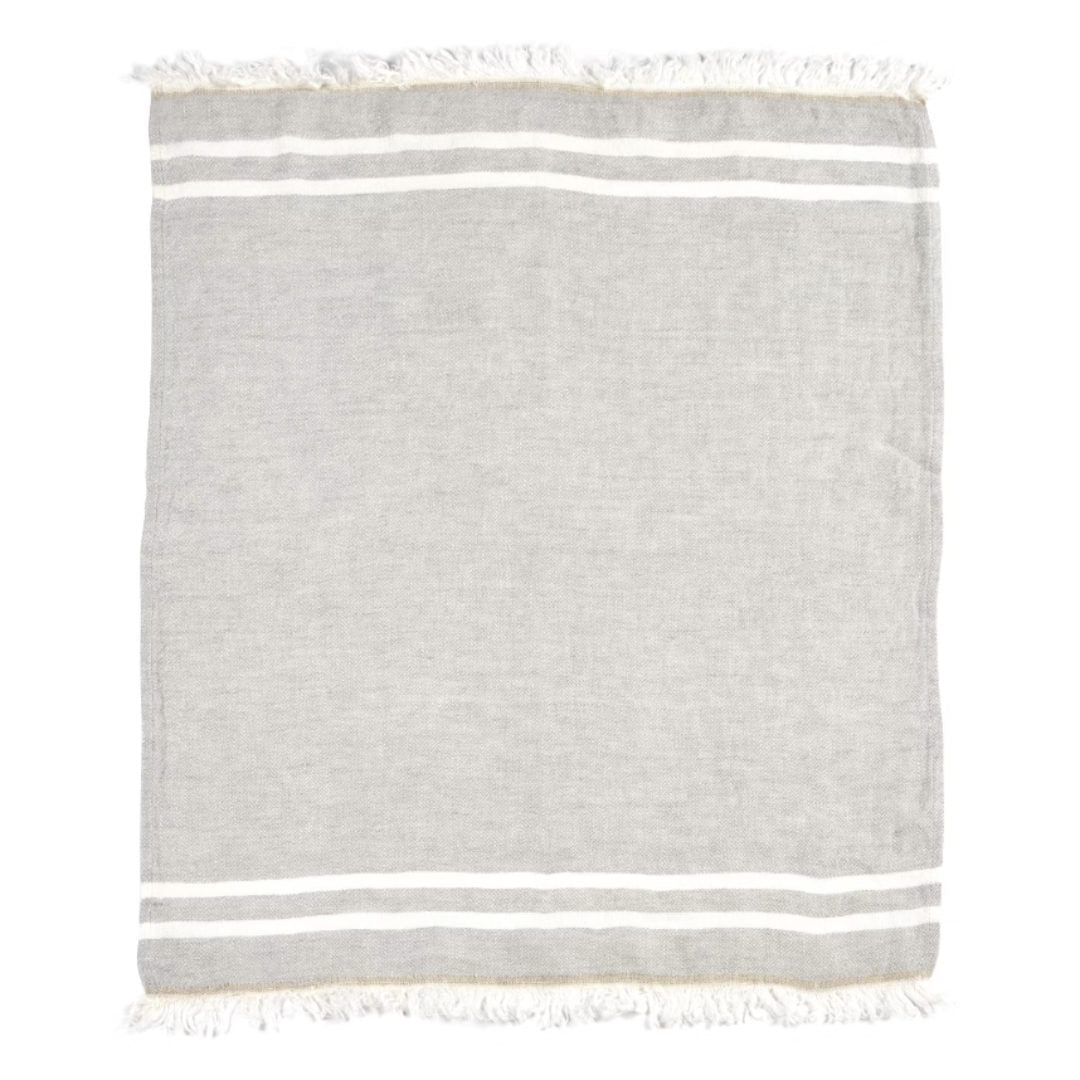 Belgian Fouta Libeco Linen Towel Grey Stripe 110 x 180cm
