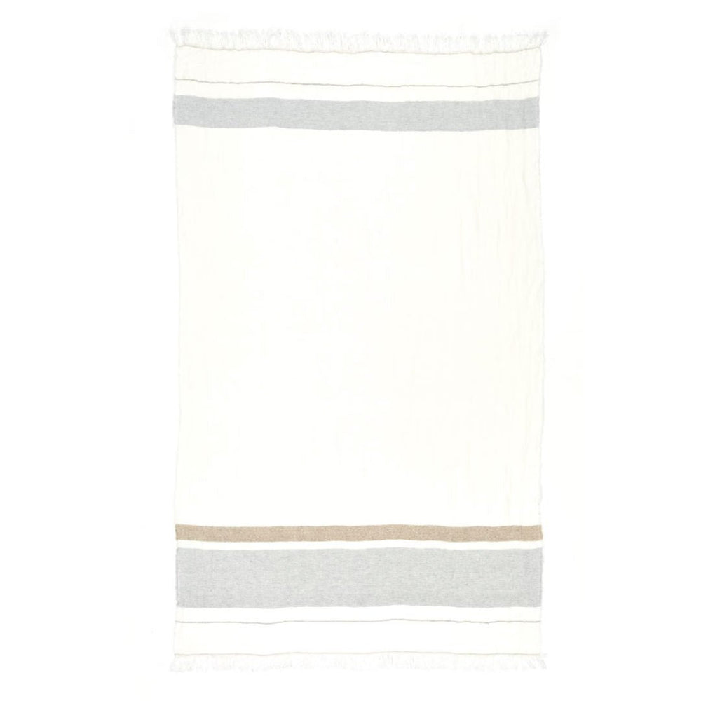 Belgian Fouta Libeco Linen Towel | Oyster stripe - Suzie Anderson Home