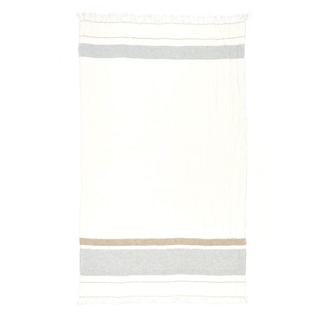Belgian Fouta Libeco Linen Towel | Oyster stripe - Suzie Anderson Home