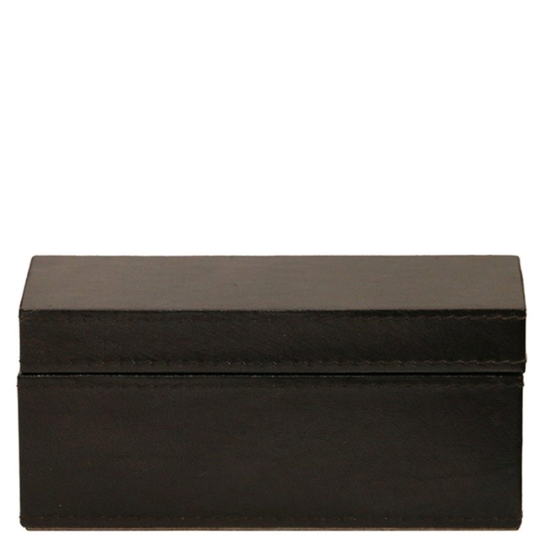 Black Leather Rectangular Box | W16 x D6.4 x H6.4cm - Suzie Anderson Home