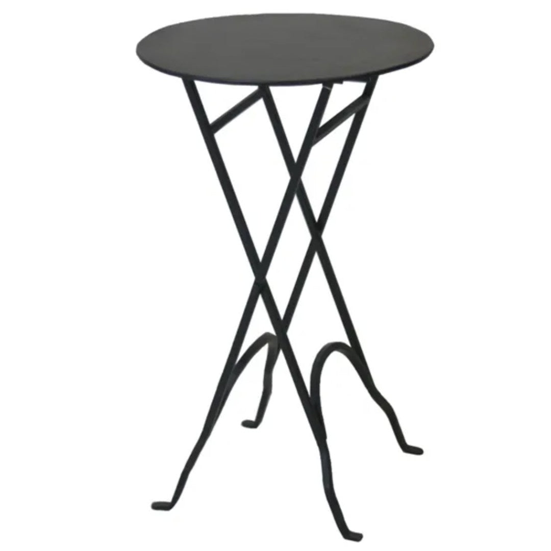 Round Metal Folding Side Table | Black