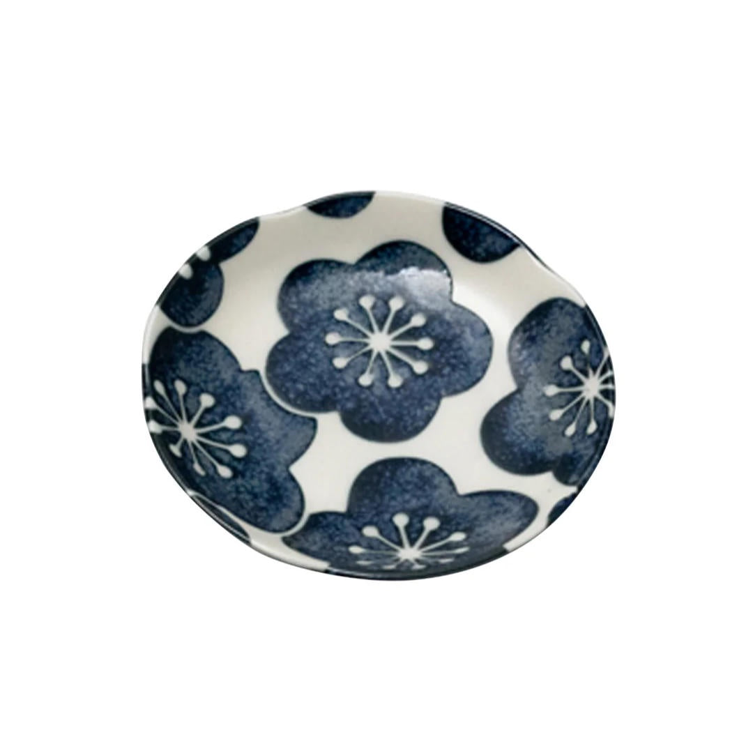Japanese Tsukinose Blossom Blue Ceramic Dish