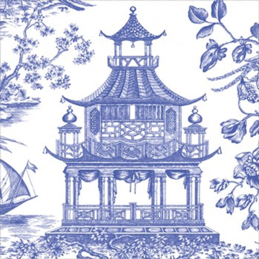 Lunch Napkin Pk of 20 | Chinoiserie Toile Pagoda Blue