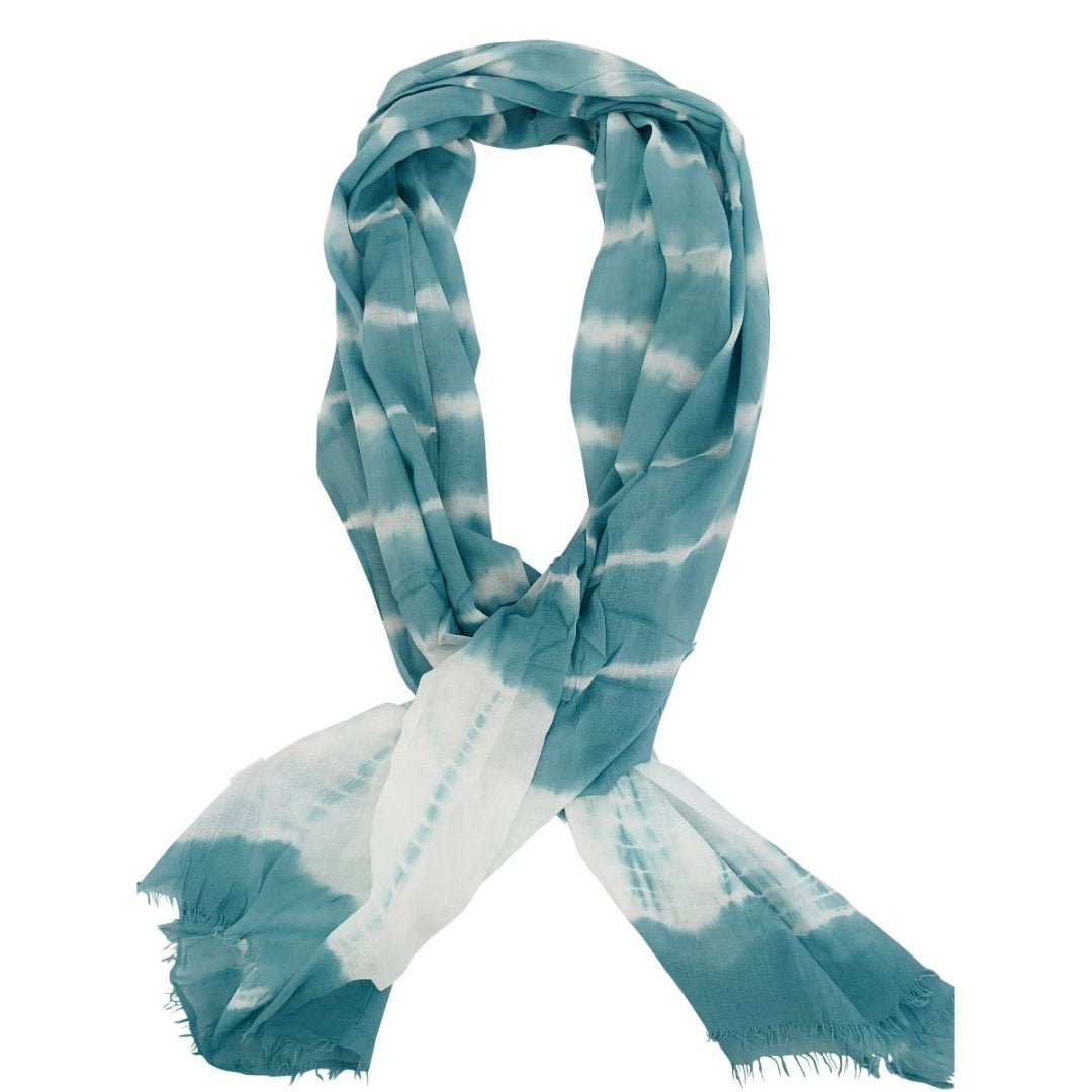 Soft Turquoise Striped Tye Scarf | 7218