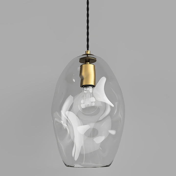 Organic Mouthblown Pendant | Large | Black Cord, Old Brass Suspension