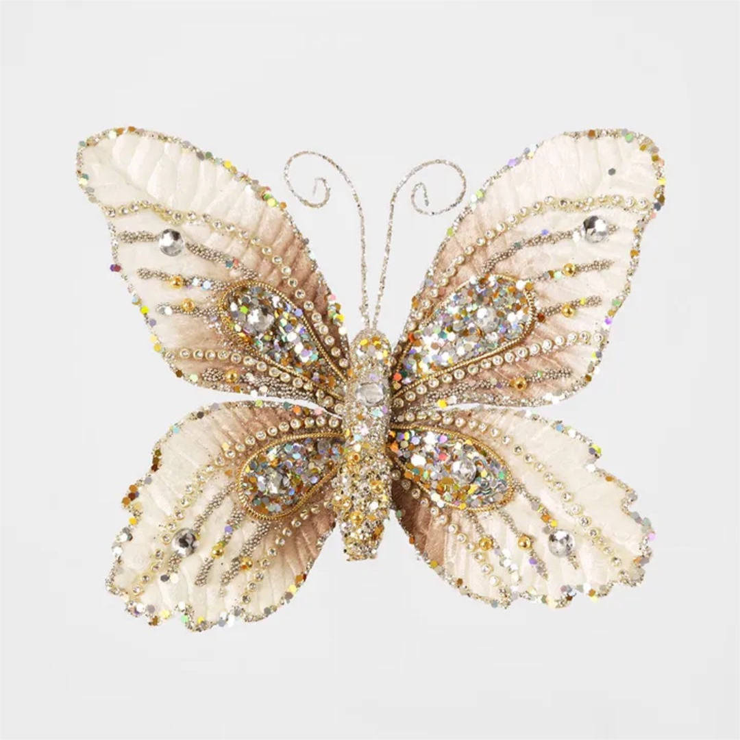 Velvet Crystal Clip Butterfly