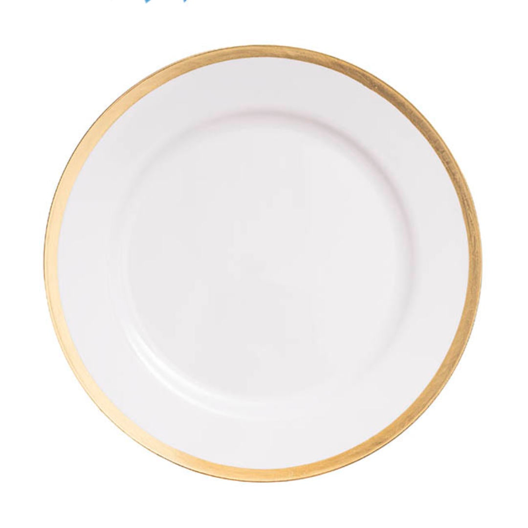 Champagne Gold Rim Charger Plate | White (33cmD