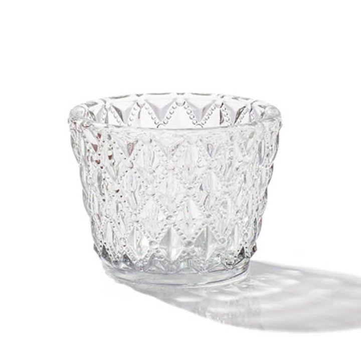 Glass Votive Candle Holder | Diamond Pattern | Clear