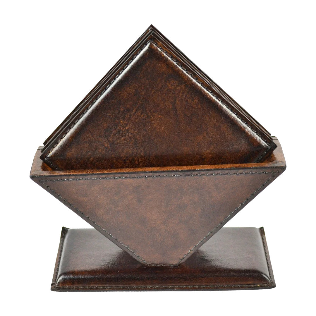 Square Coasters | Dark Leather | Set of 4
