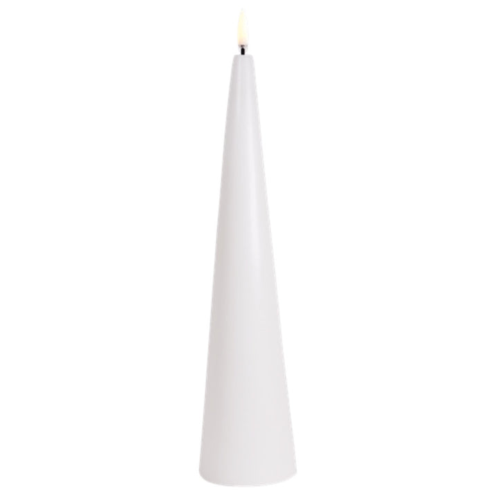 Nordic White Smooth Flameless Cone Candle | Remote Controllable | Tall 6.8 x 30cm