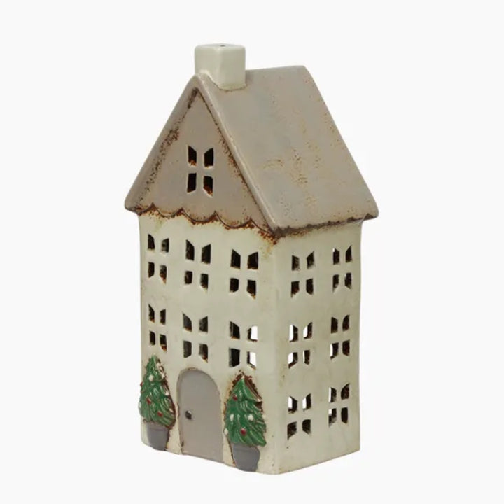 Alsace Tea Light Ceramic House | Stone with Pots