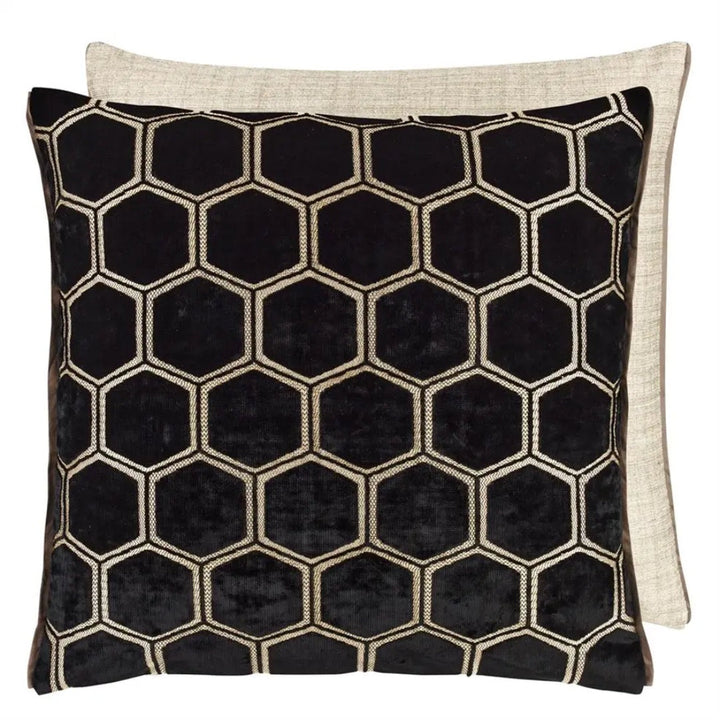 Designers Guild Manipur Noir Cushion with feather insert | 43 x 43 cm