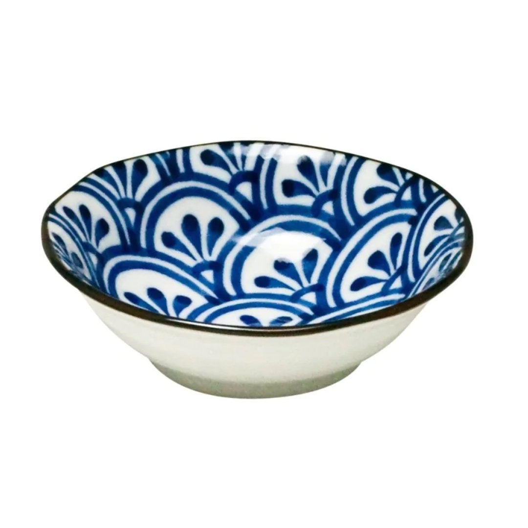 Hana Seikaiha Japanese Ceramic Dish | Blue & White