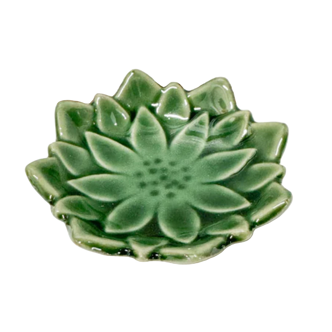 Japanese Dahlia Shape Ceramic Dish | Green