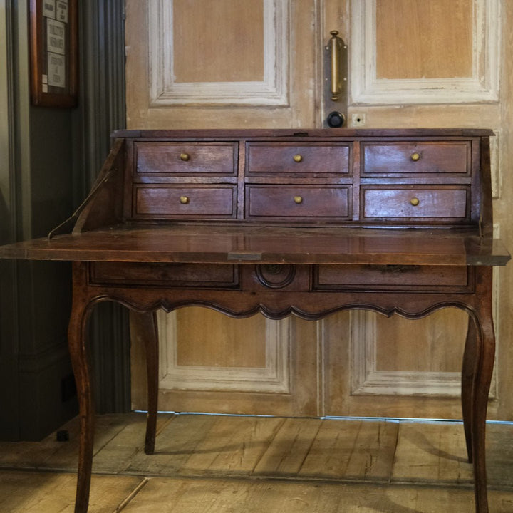 ESTATE| Antique (19th C) French Fruitwood Louis XV style Bureau Fall Front desk - Suzie Anderson Home