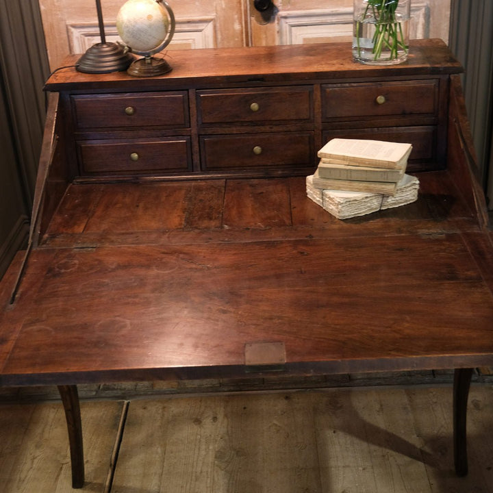 ESTATE| Antique (19th C) French Fruitwood Louis XV style Bureau Fall Front desk - Suzie Anderson Home