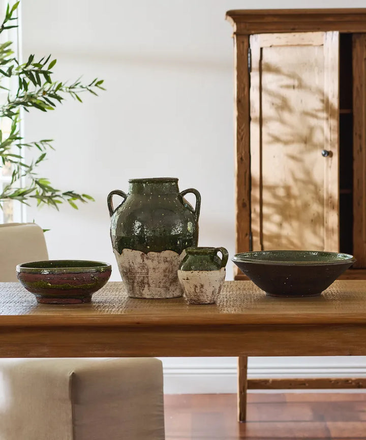 Romanesque Large Terracotta Glazed Bowl | W39cm