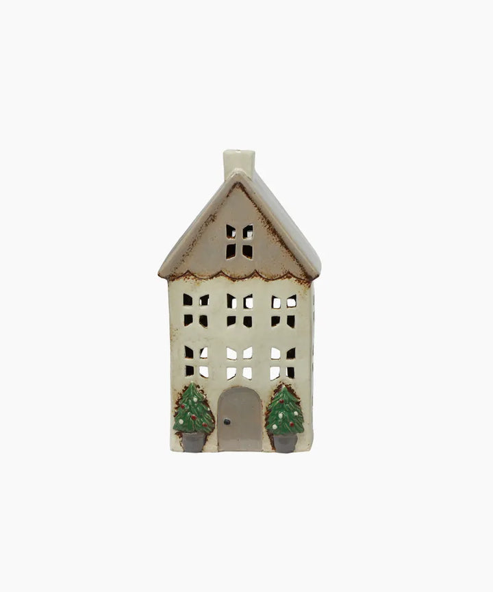 Alsace Tea Light Ceramic House | Stone with Pots
