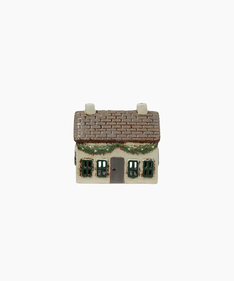 Alsace Tea Light Ceramic Cottage with Swag
