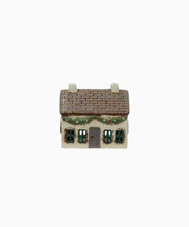 Alsace Tea Light Ceramic Cottage with Swag