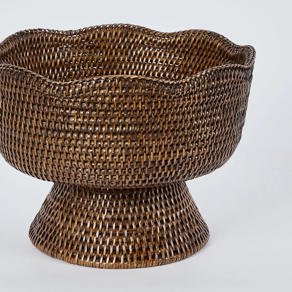 Palma Scallop Rattan Fruit Bowl | Antique brown