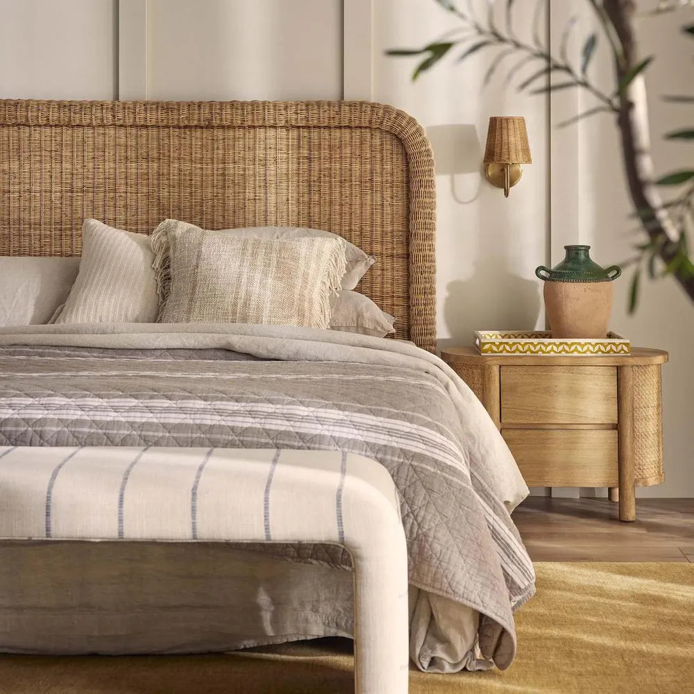 Burleigh Bench | Navy Stripe Poly Blend | W145 x D49 x H49cm