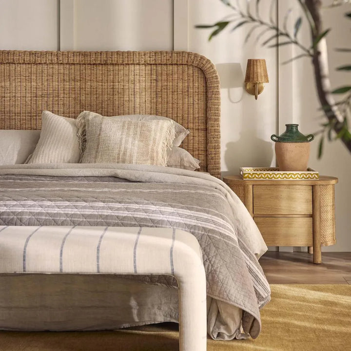 Burleigh Bench | Navy Stripe Poly Blend | W145 x D49 x H49cm