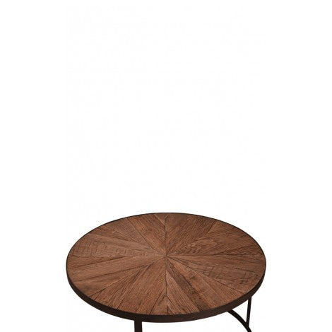 Lateusse Oak & Iron Nest of 2 Round Coffee Tables