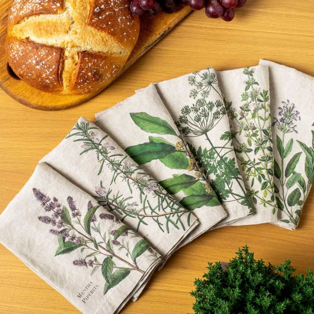Fine Herbs | Linen Napkins | Set of 6 Mixed - Suzie Anderson Home