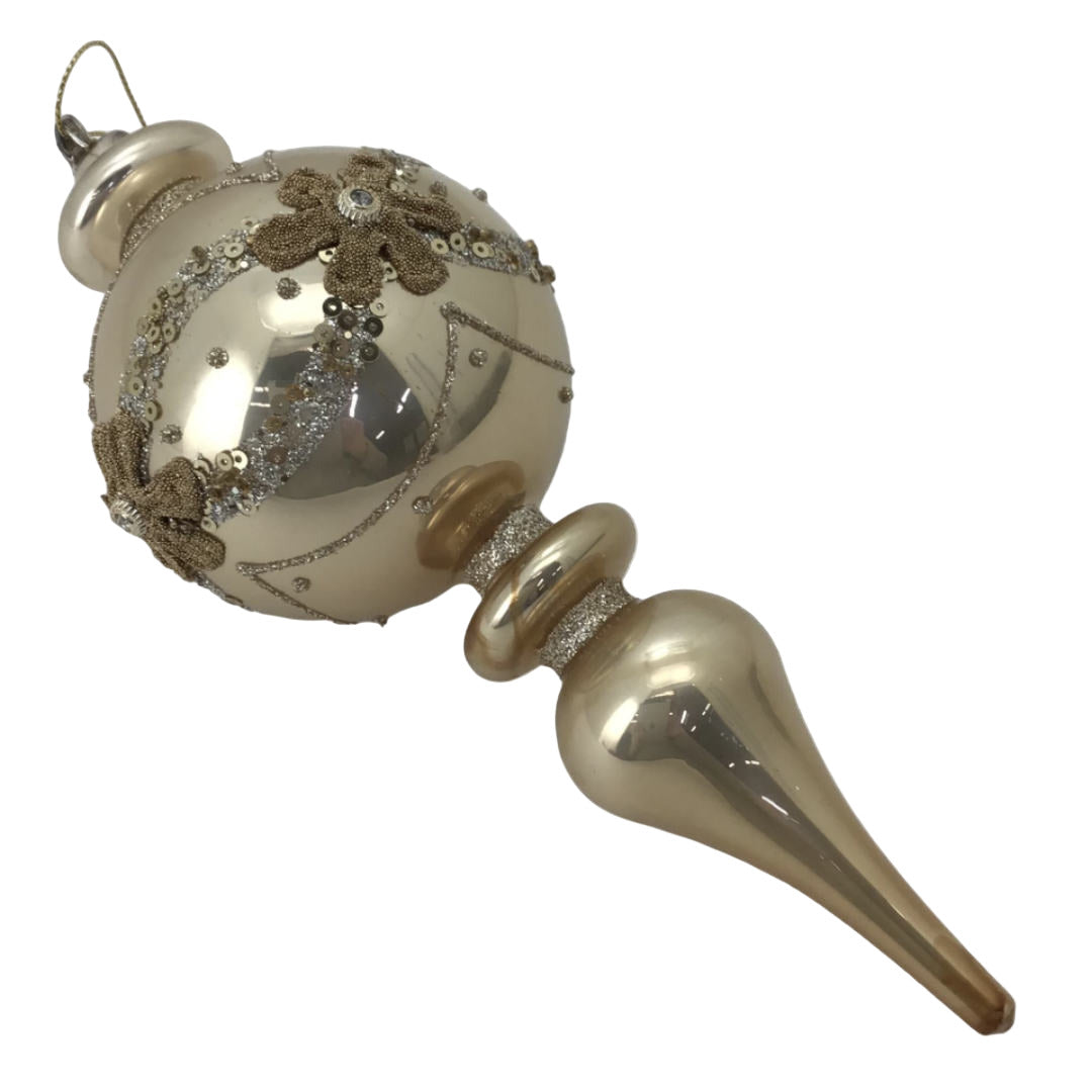 Champagne Floral Hanging Finial Ornament