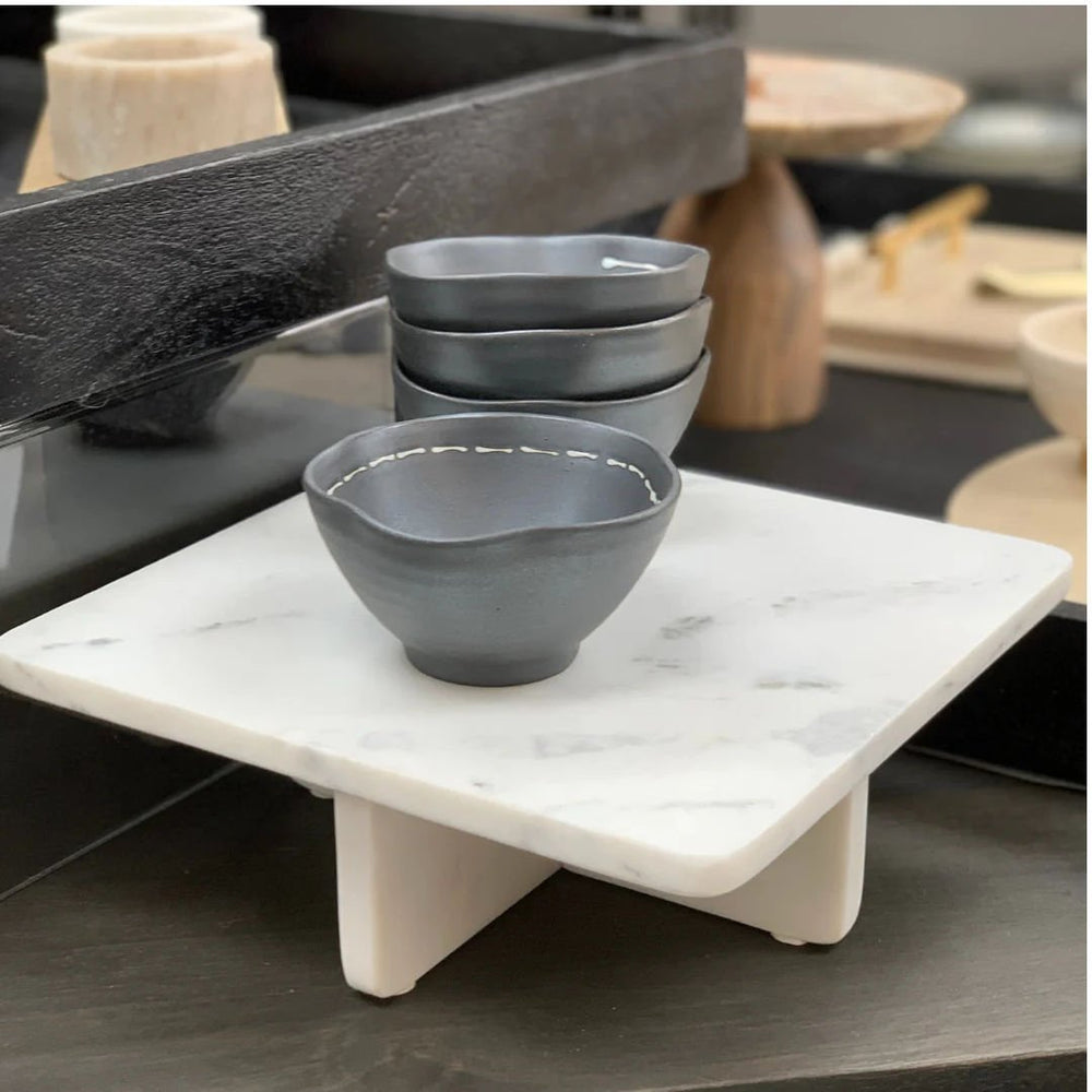 Fiora White Marble Footed Board | 25 x 10cm - Suzie Anderson Home