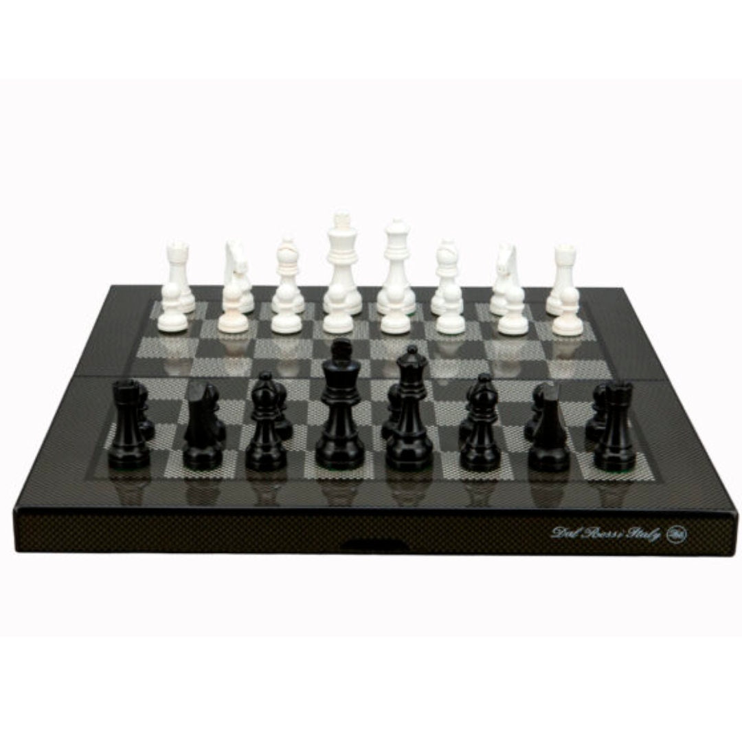 Dal Rossi Folding Chess Set 16" Carbon Fibre