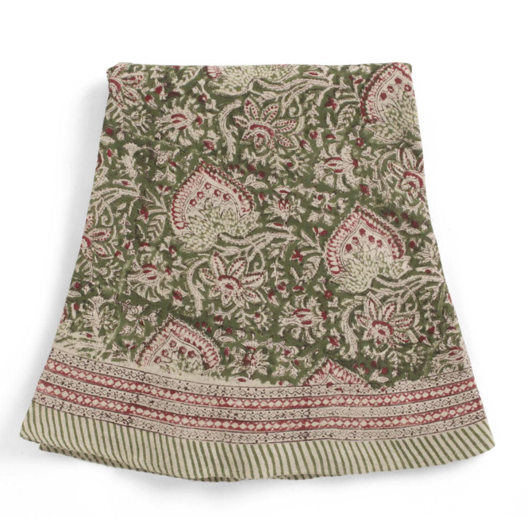 Oriental Green Linen Tablecloth