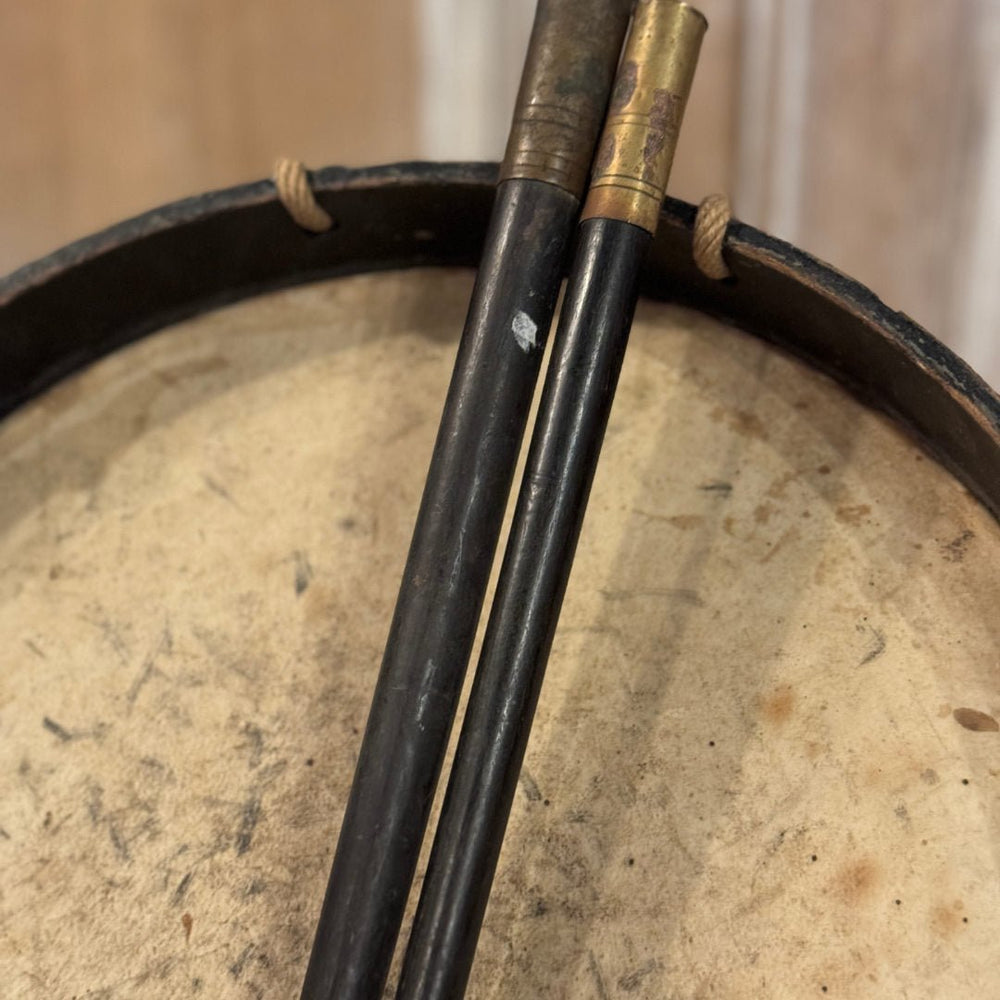 French Antique Decorative Drum with Sticks | Brittany Region - Suzie Anderson Home