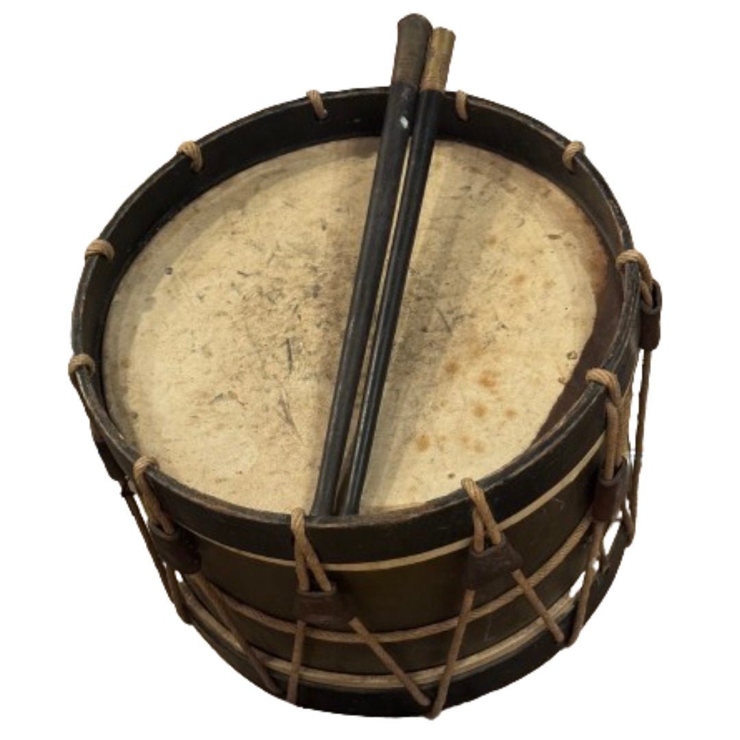 French Antique Decorative Drum with Sticks | Brittany Region - Suzie Anderson Home