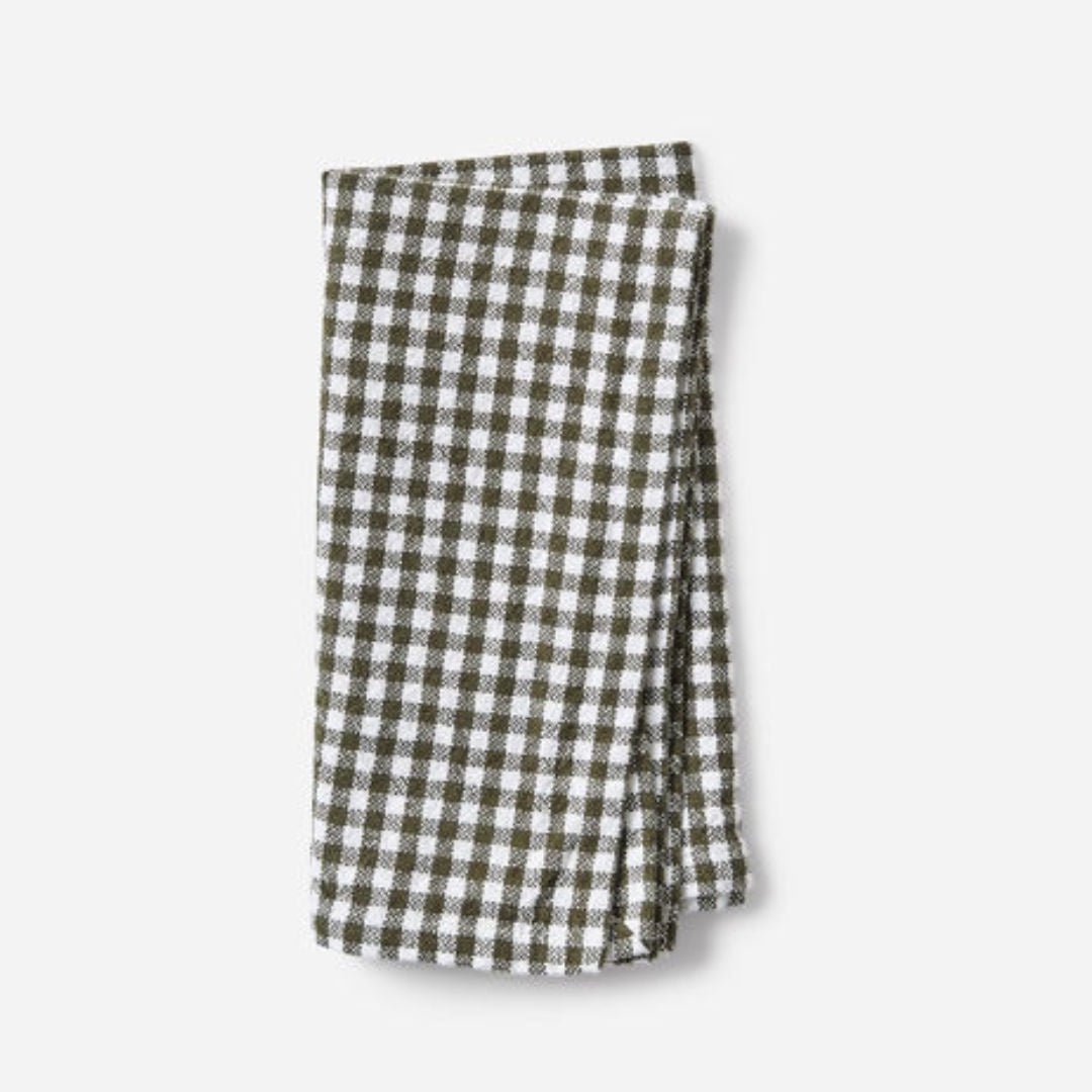 Gingham Washed Cotton Napkin | Olive - Suzie Anderson Home