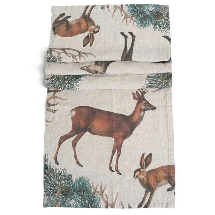 Wild Animals Linen Table Runner | 48 x 136cm