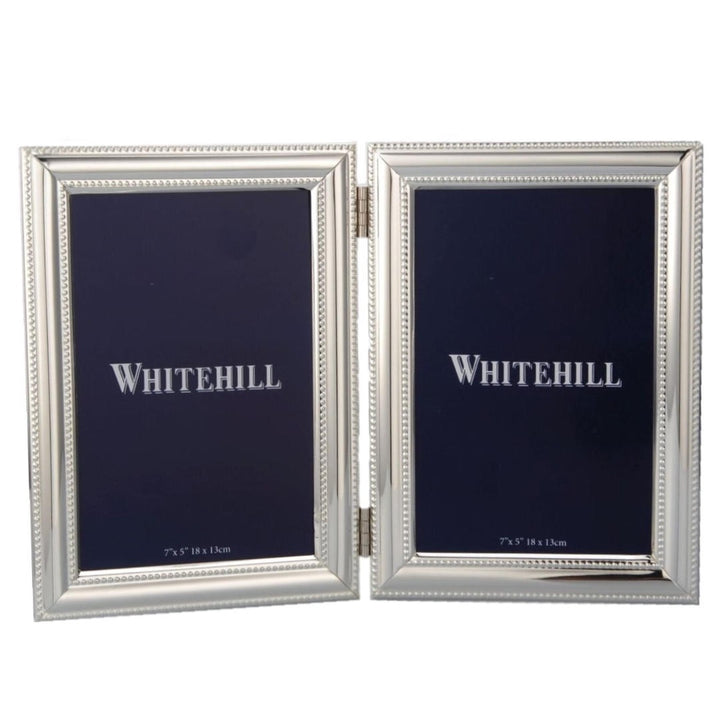 Beaded Double Photo Frame | Silver Plate | 13x18cm