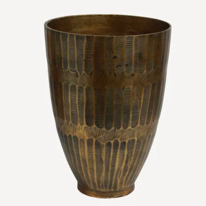 Hammered Stripe Brass Pot | Large 31cmH