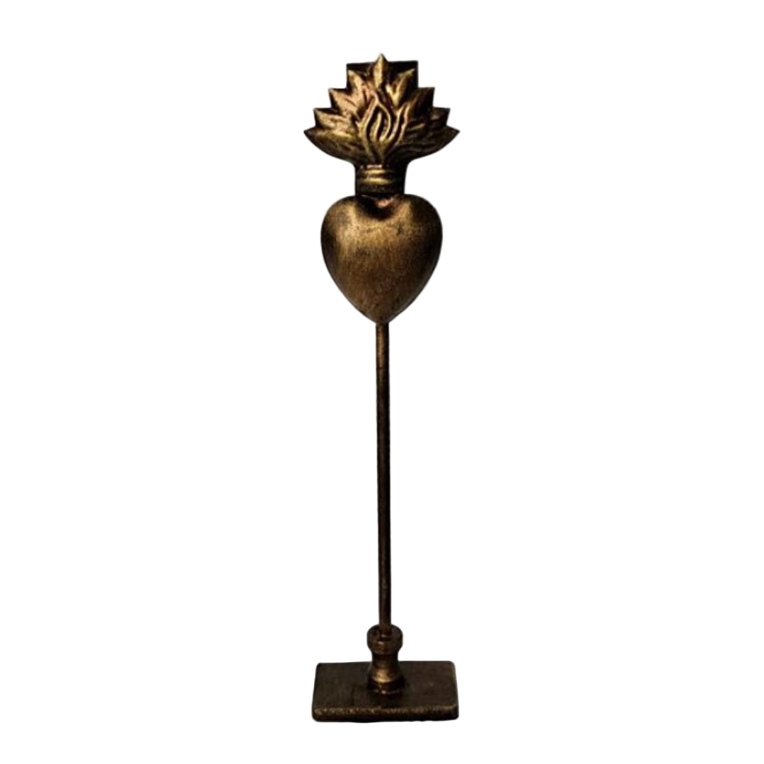 Antique Gold Heart Candleholder | Large