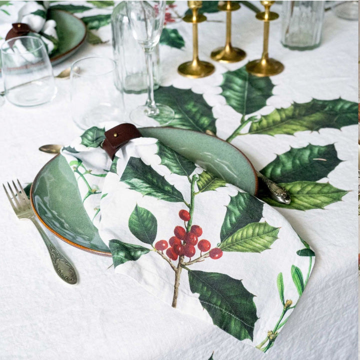 Holly & Mistletoe | Linen Napkin | SET OF 6