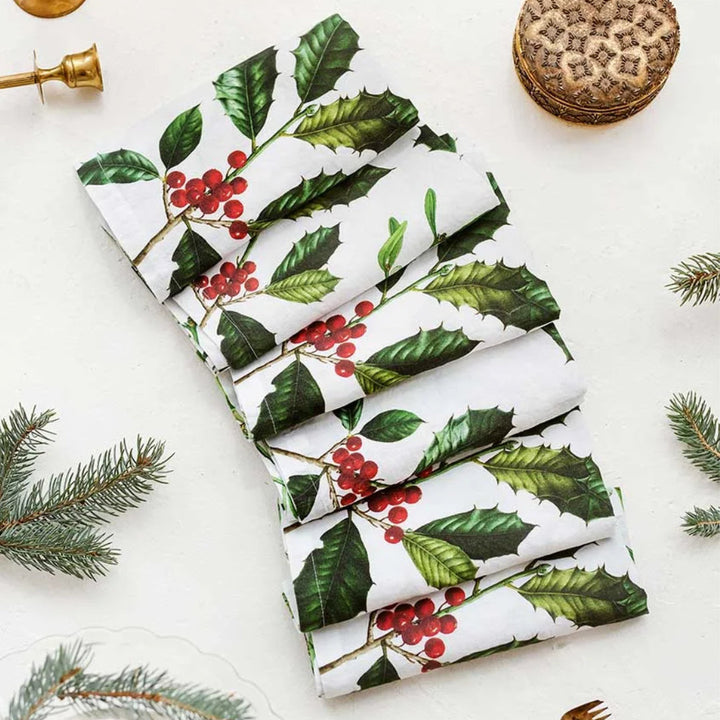 Holly & Mistletoe | Linen Napkin | SET OF 6