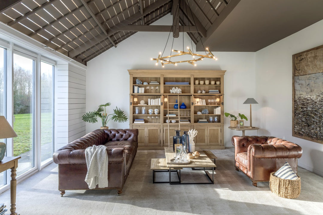 Balmore II 3parts Library | Weather Beaten + Lamp Milano (Excludes shades)  | Flamant Belgium |W318 x D44 x H248