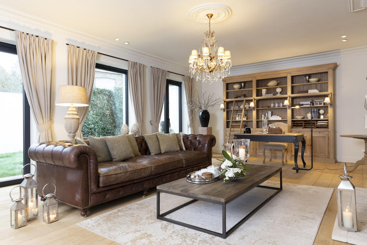 Balmore II 3parts Library | Weather Beaten + Lamp Milano (Excludes shades)  | Flamant Belgium |W318 x D44 x H248