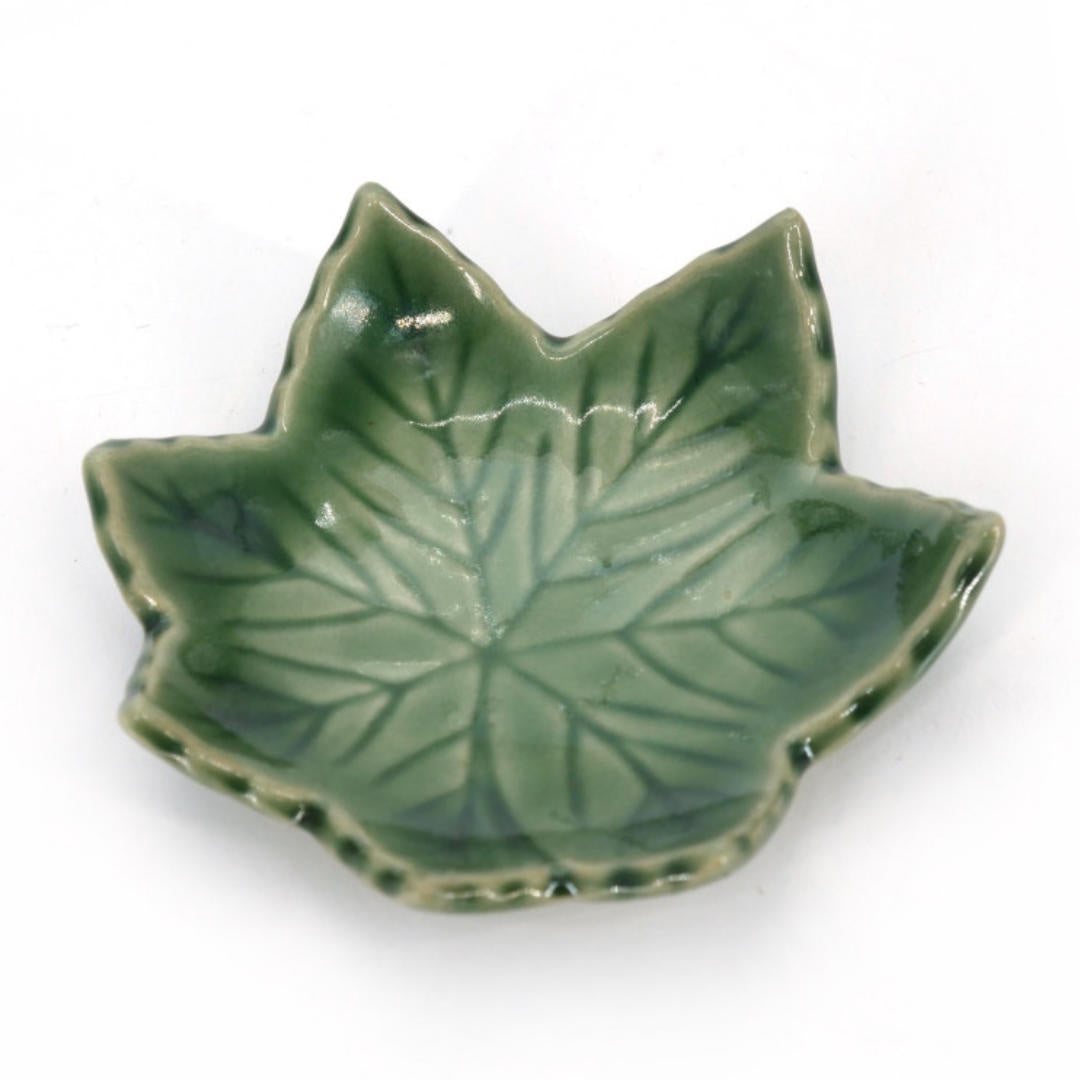 Japanese Dahlia Shape Ceramic Dish | Green