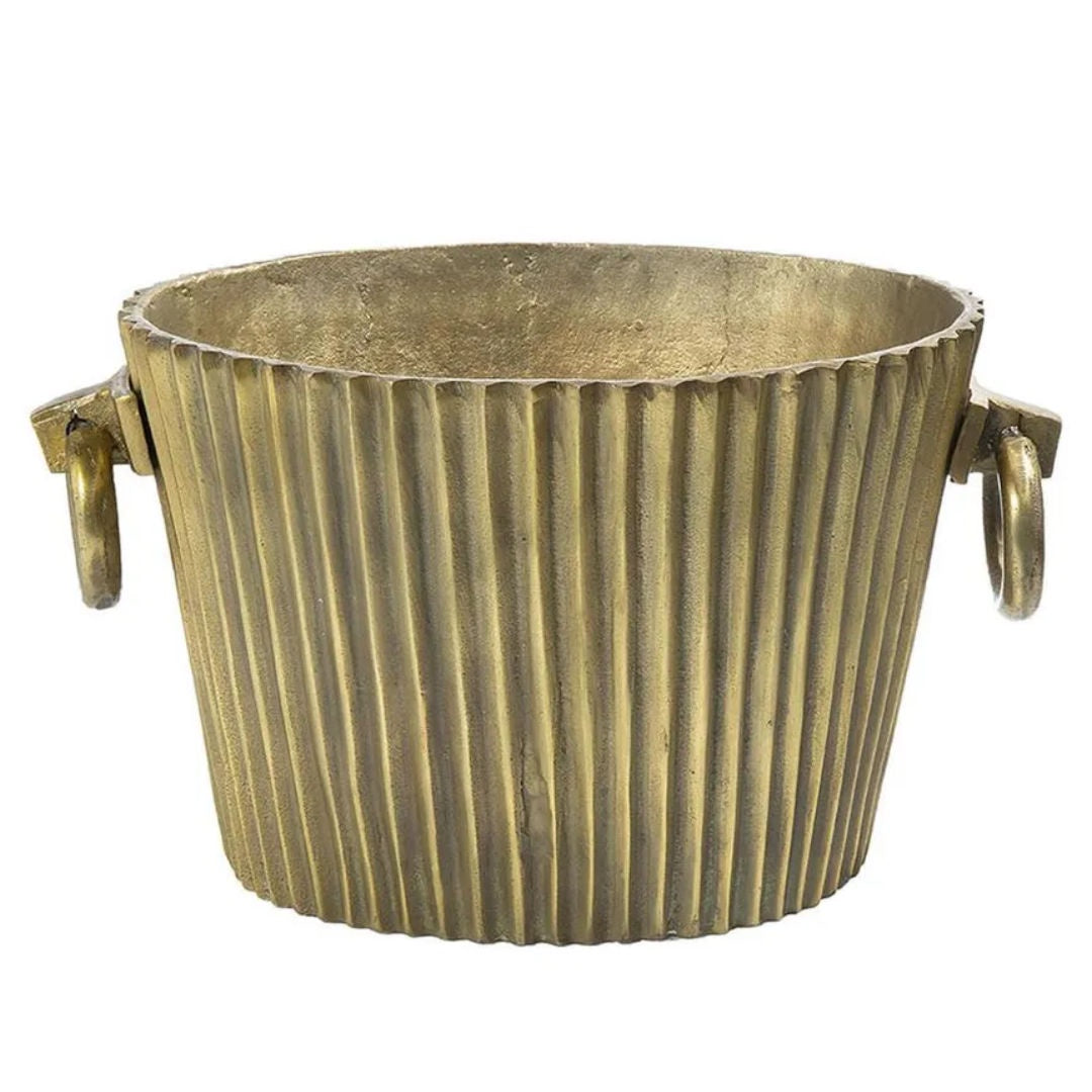 Ribbed Oval Ice Bucket | Dark Brass
