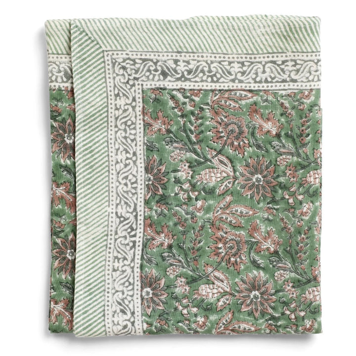 Indian Summer | Linen Tablecloth 170x270cm | Green/Rose