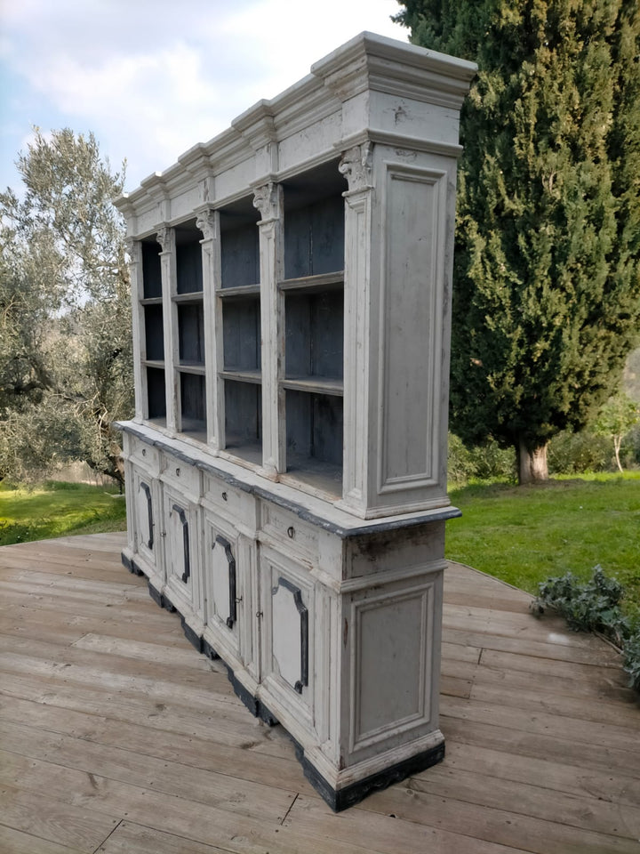 Italian Antique Grand Library Bookshelf | Painted Chestnut Wood | Circa 1895 (BOWRAL) - Suzie Anderson Home