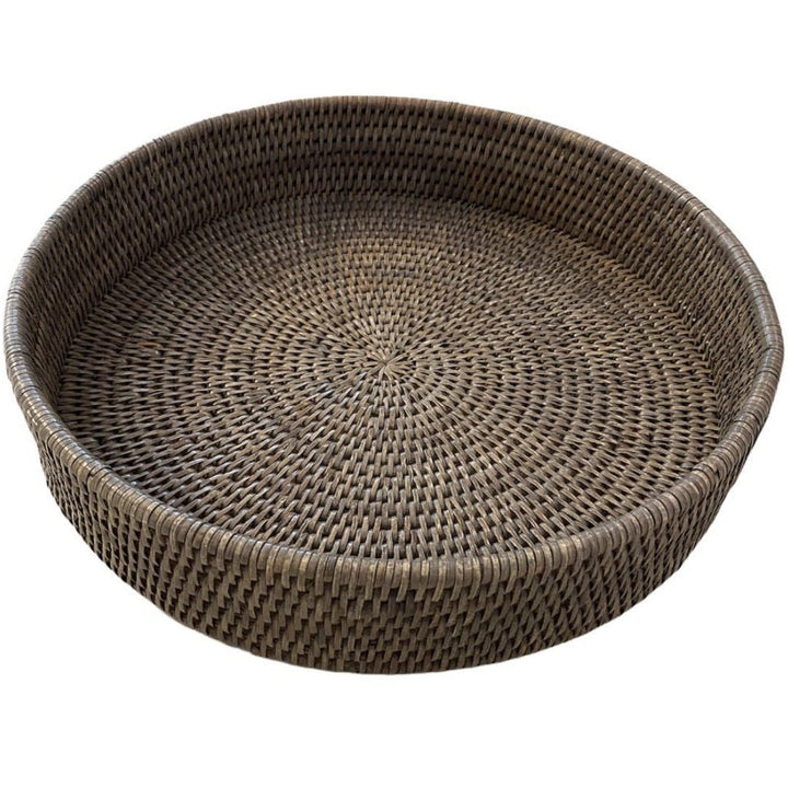 Large Round Rattan Tray | Old Grey - Suzie Anderson Home