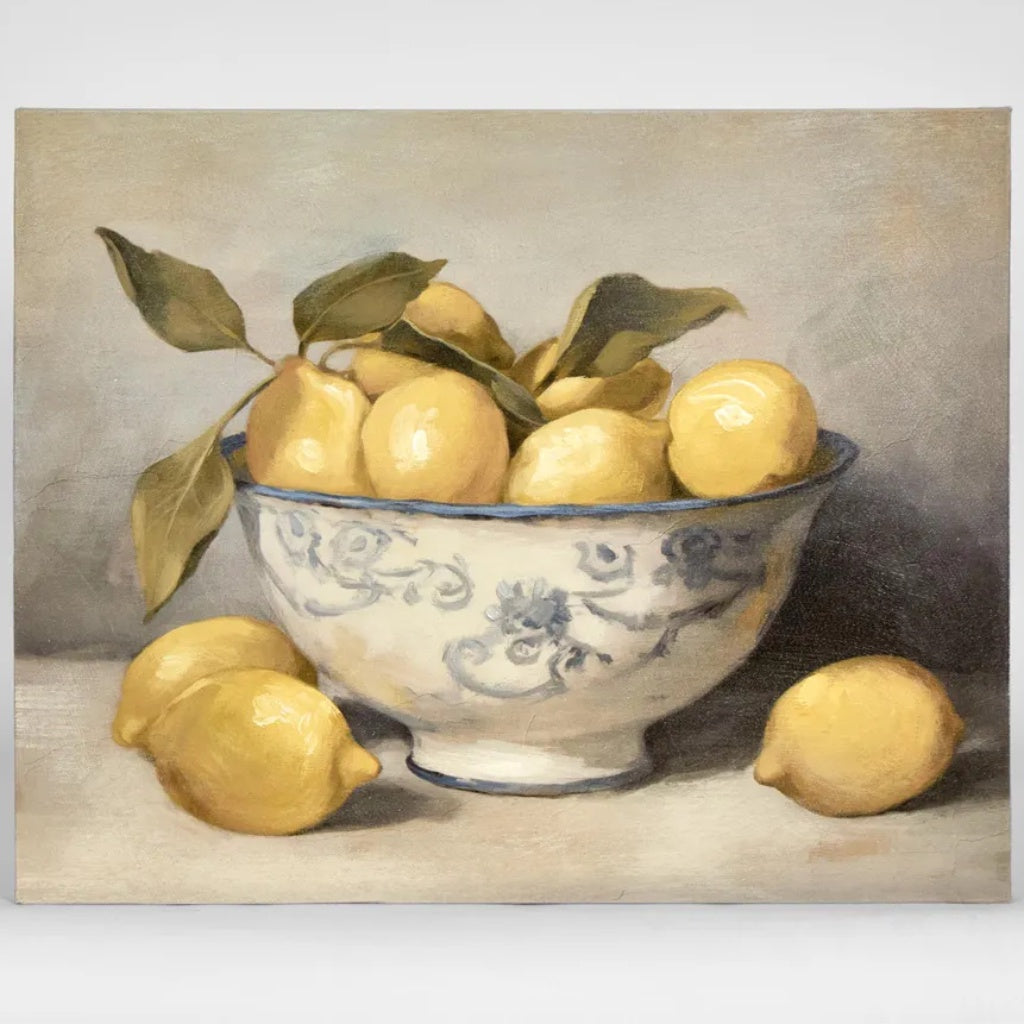 Lemons in Blue Bowl Reproduction Painting